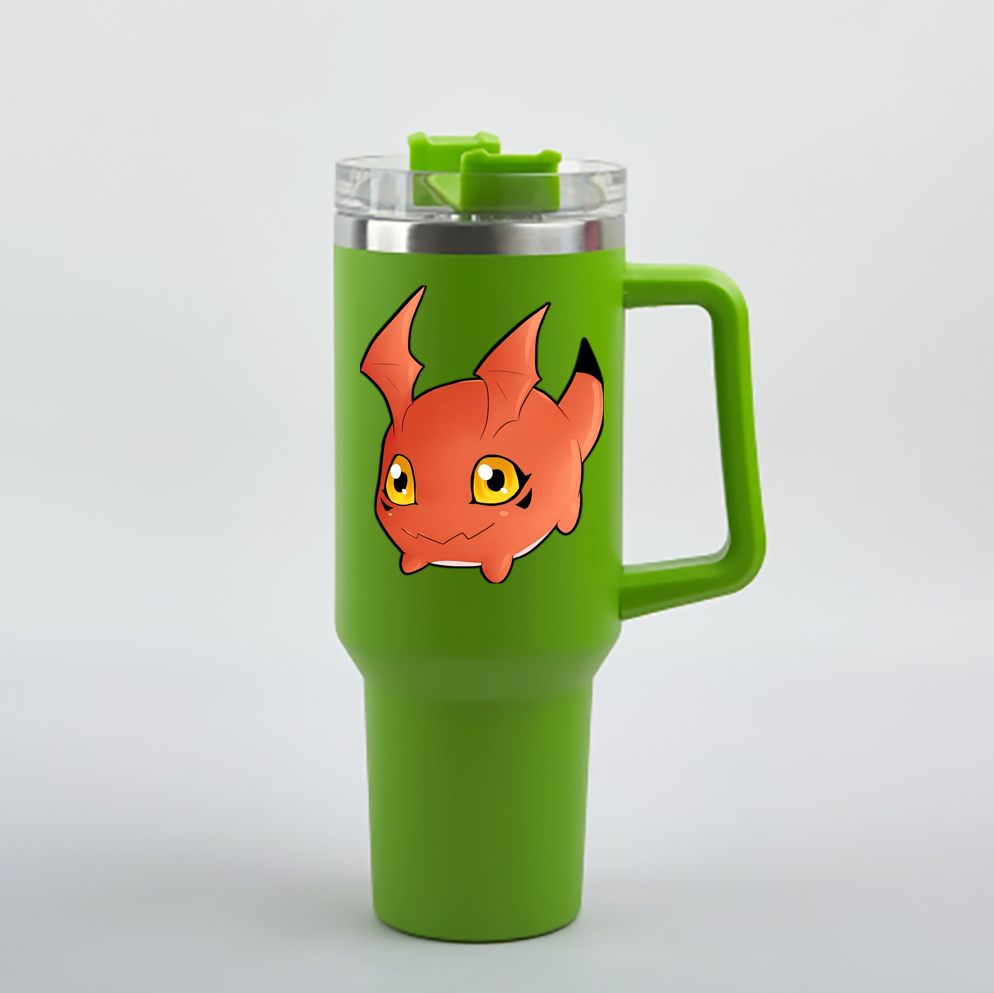 （画像用） Digimon デジタルモンスター/デジモン 1200mL車用タンブラー - クリスタルステッカー（プラスチックストロー付き）